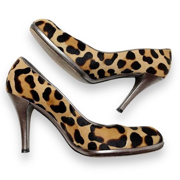 Stuart Weitzman Pony Hair Cheetah Animal Print Platform Leather Pumps Women’s 8M - Picture 5 of 13